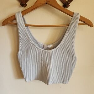Babaton Pale Blue Ribbed Crop Tank Bra Bralette Stretchy Thick Small S